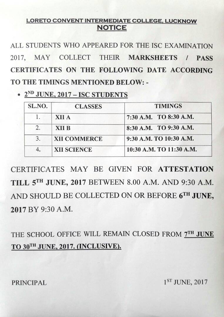 NOTICE FOR ISC/ICSE STUDENTS